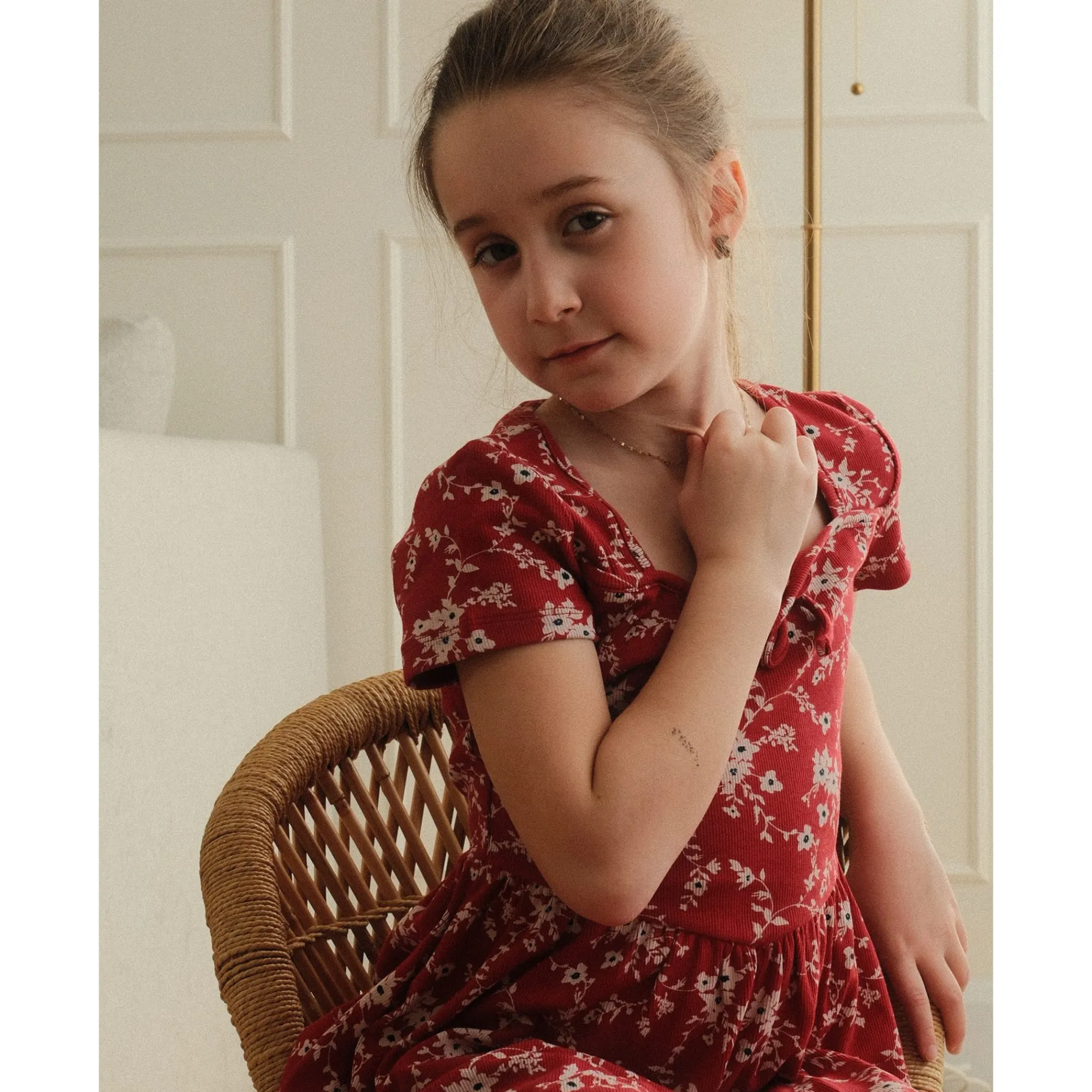 Cherries Flowers Rib Dress7-14