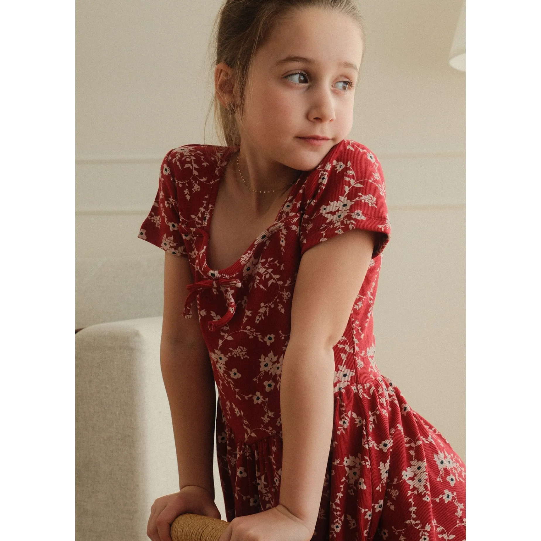 Cherries Flowers Rib Dress7-14