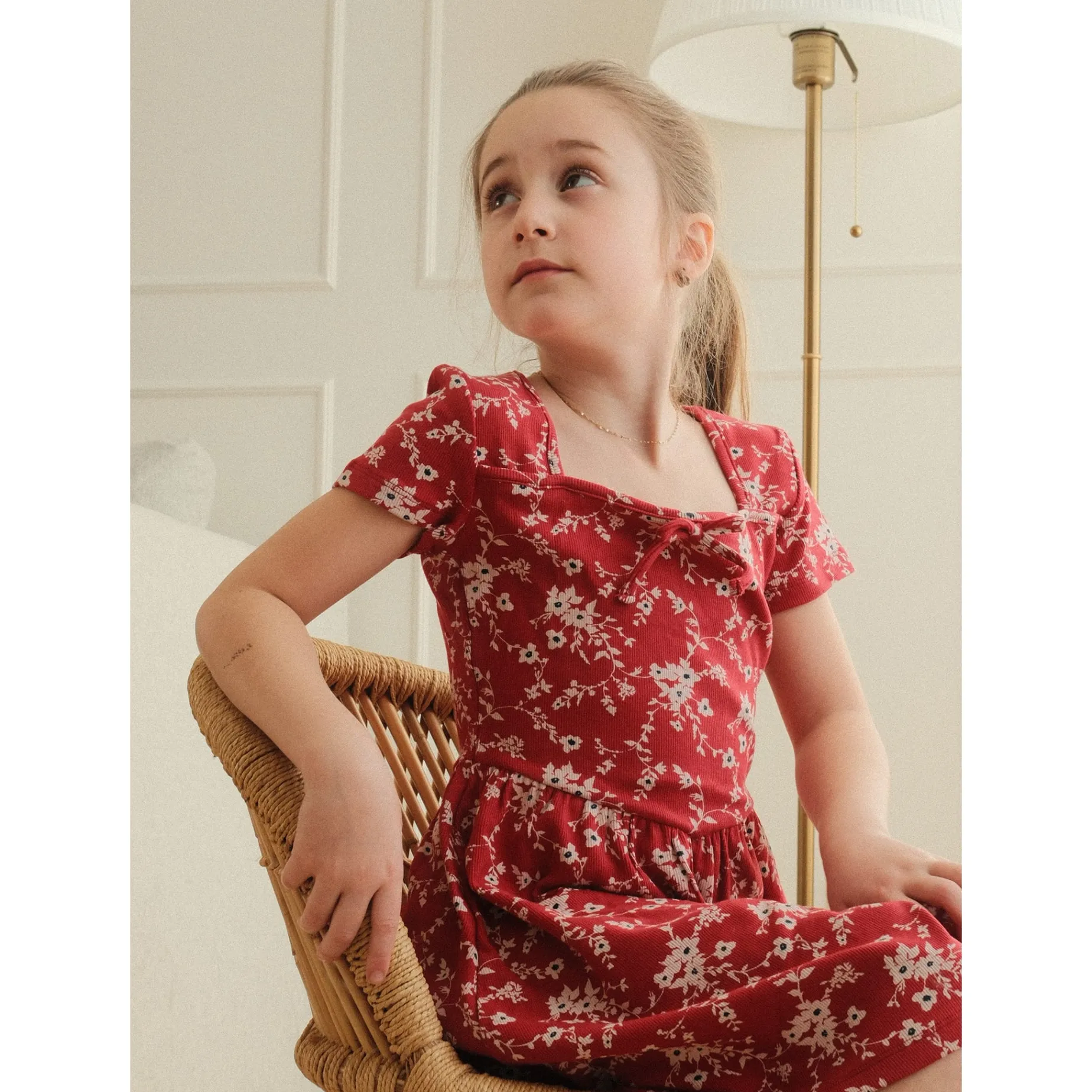 Cherries Flowers Rib Dress7-14