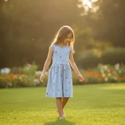 Cherry Stripe Dress 2-8y