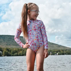Flowers Long Sleeve Swimsuit 2-14y