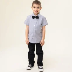 Grey Bow Tie Shirt 2-12y