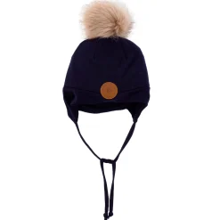 Navy Lined Beanie 2-6y