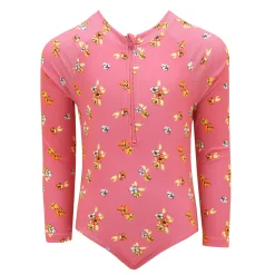 Rib Flowers Long Sleeves Swimsuit 2-14y