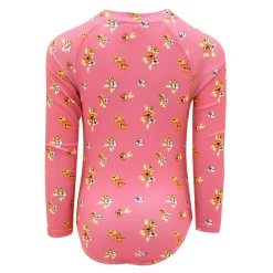 Rib Flowers Long Sleeves Swimsuit 2-14y